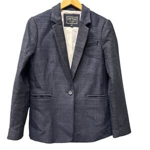 Lucky Brand Blazer Womens 6 Blue Tweed Textured Jacket Lined Coastal‎ 1 Button